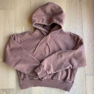 Aritzia TNA Sweatfleece Cozyfleece Boyfriend Fit Hoodie in Brown
